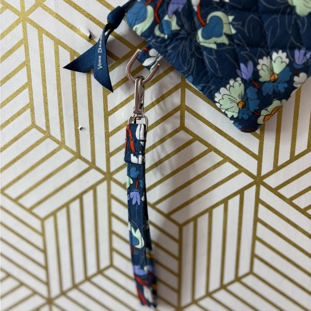 Vera Bradley Navy Floral Quilted Wristlet Wallet